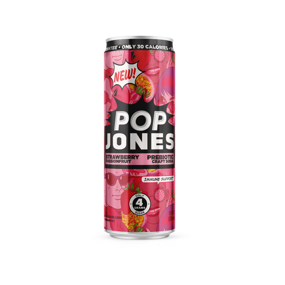 POP Jones Strawberry Passionfruit Prebiotic Soda 12-pack