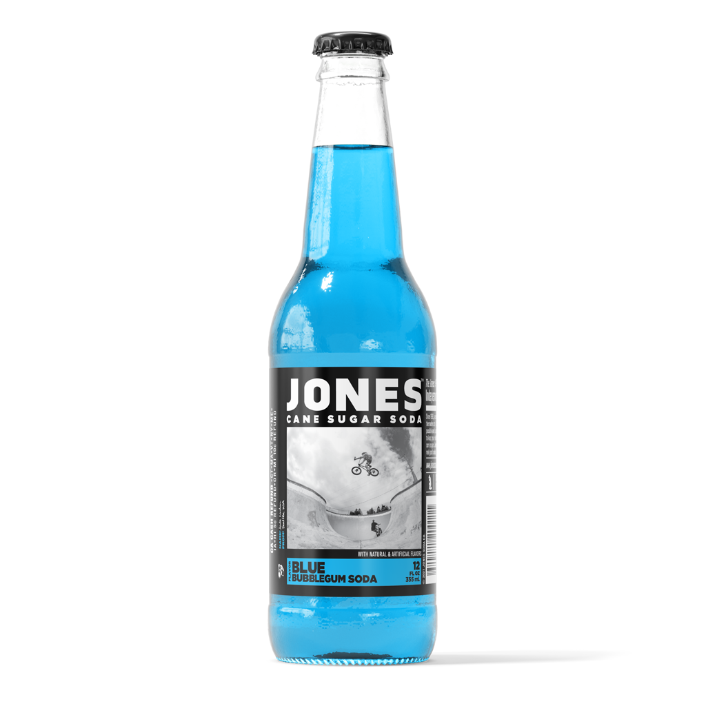 Jones Blue Bubblegum Cane Sugar Soda 12-Pack